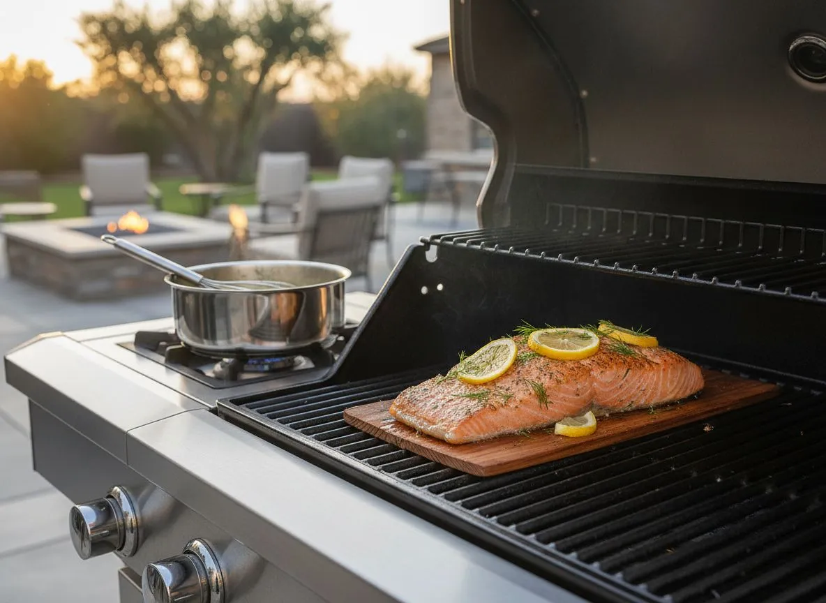 Cedar-Planked Salmon with Lemon-Dill Butter Sauce