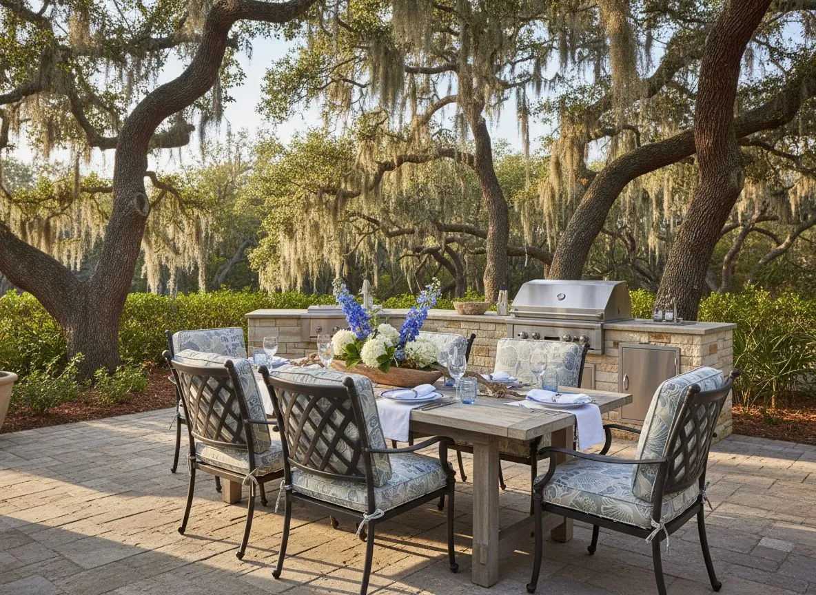 O.W. Lee outdoor dining set on a Hilton Head Island patio